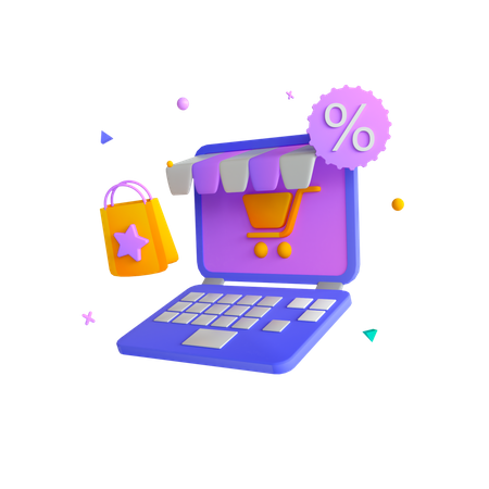 Virtual Shopping  3D Illustration