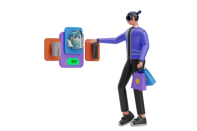 Virtual Shopping  3D Illustration