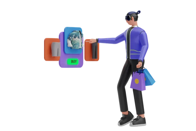 Virtual Shopping  3D Illustration