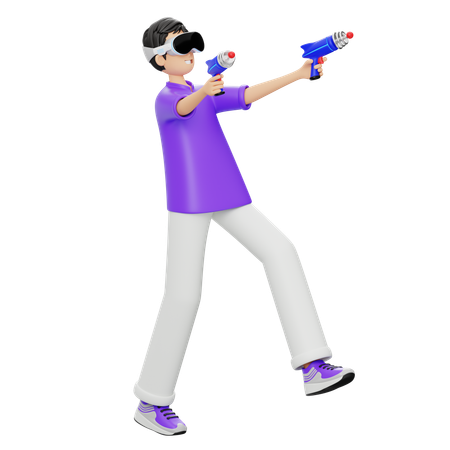 Virtual With Laser Guns  3D Illustration