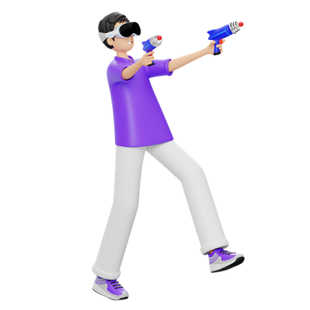 Virtual With Laser Guns  3D Illustration