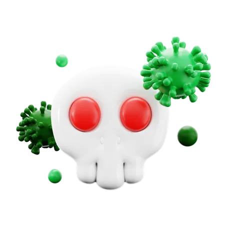 Dangerous Virus Bacteria With Deadly Skull Red Eye Symbol Medical Hospital 3 D Icon Illustration Render Design 3D Icon