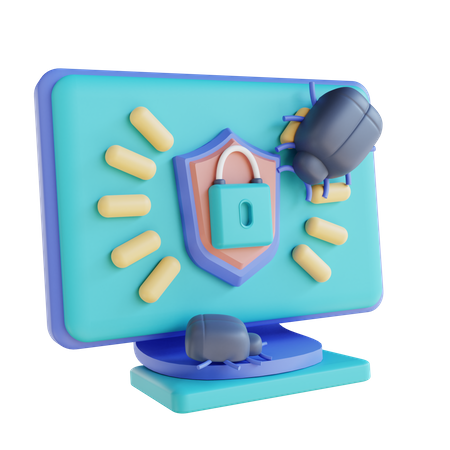 Virus Computer Security 3D Illustration