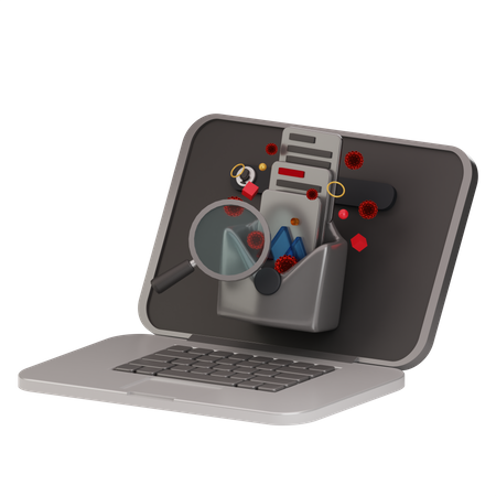 Virus del ordenador portátil  3D Icon