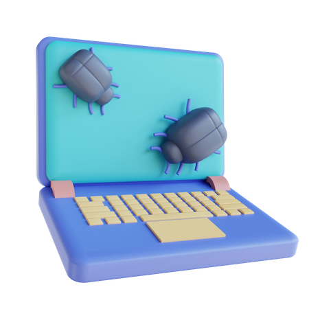 Virus Laptop  3D Illustration