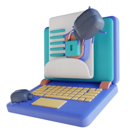 Securite Des Documents Dordinateur Portable De Virus Dillustration 3 D 3D Illustration