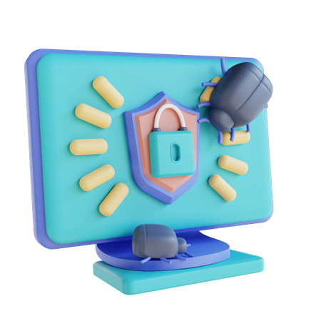 Virus de seguridad informática  3D Illustration