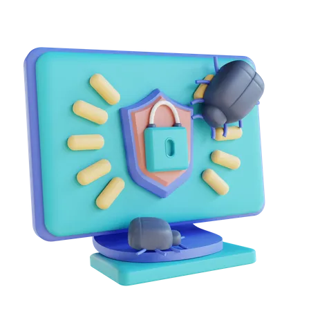 Virus de seguridad informática  3D Illustration