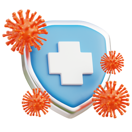 Virus Shield With A Medical Cross  3D Icon