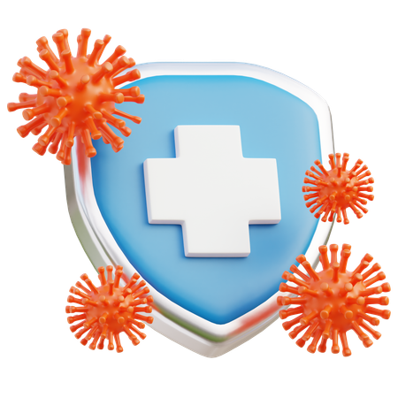 Virus Shield With A Medical Cross  3D Icon