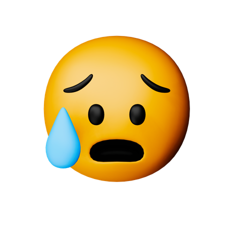 Visage anxieux avec emoji en sueur  3D Icon