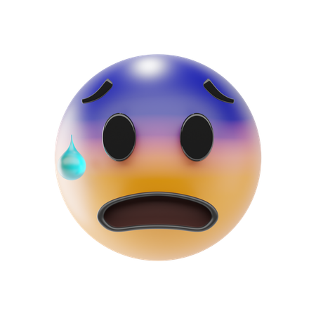 Visage anxieux avec emoji en sueur  3D Icon