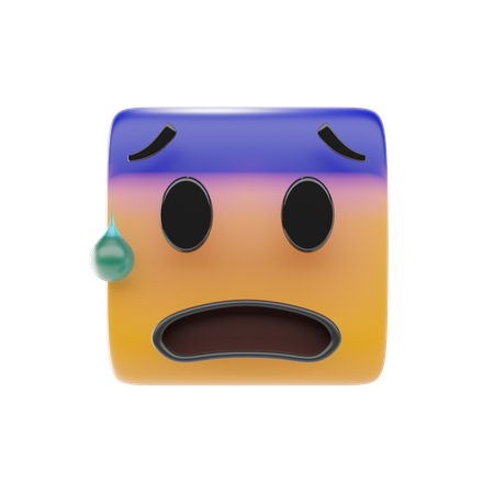 Visage anxieux avec emoji en sueur  3D Icon