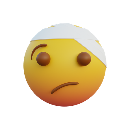 Visage avec un bandeau sur la tête  3D Emoji