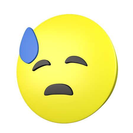 Visage avec des sueurs froides  3D Icon