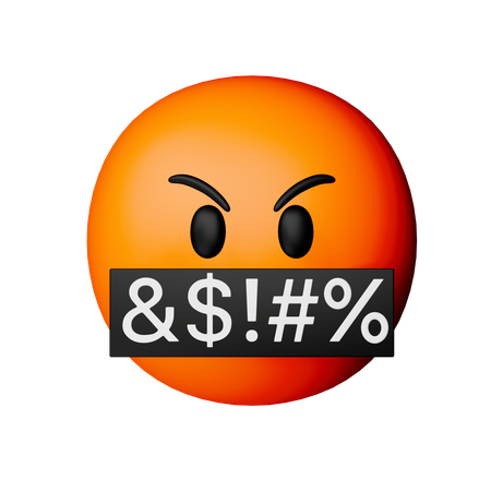 Visage avec des symboles sur la bouche  3D Icon