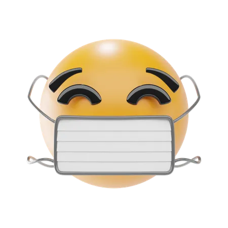 Visage avec masque emoji  3D Icon