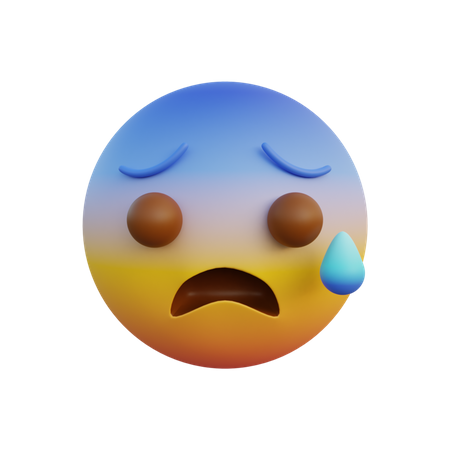 Visage craintif bouche ouverte et sueur froide  3D Icon
