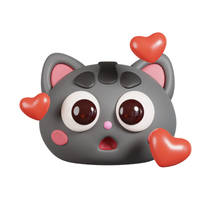 Visage de chat avec emoji coeur  3D Emoji