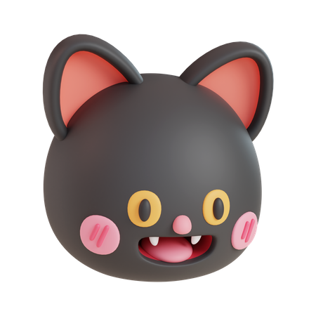 Visage de chat noir  3D Icon