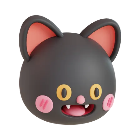 Visage de chat noir  3D Icon