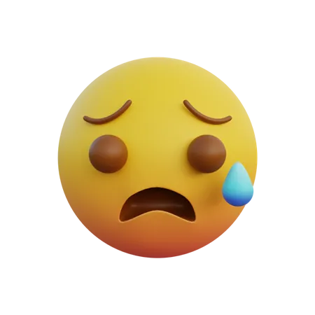 Visage déçu mais soulagé avec des sueurs froides  3D Emoji