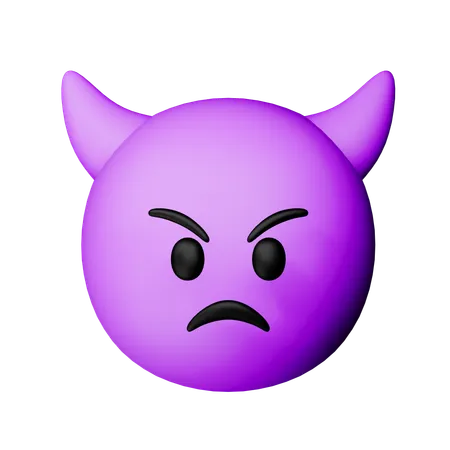 Visage en colère avec des cornes Emoji  3D Icon