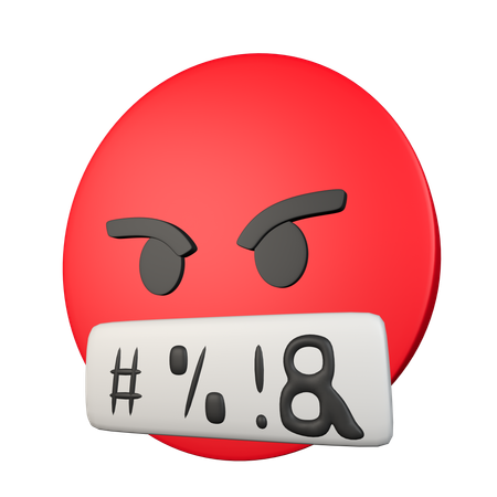 Visage en colère avec des symboles sur la bouche  3D Icon