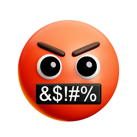 Visage en colère avec des mots durs  3D Icon
