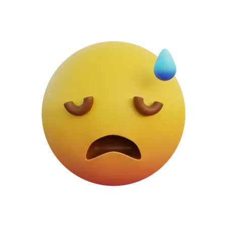 Visage idiot avec des sueurs froides  3D Emoji