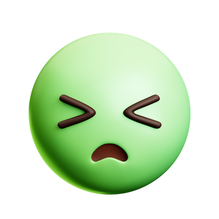Visage malade avec les yeux serrés  3D Icon