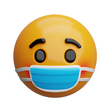 Visage malade avec masque médical  3D Icon