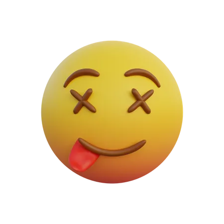 Visage mort et langue tirée  3D Emoji