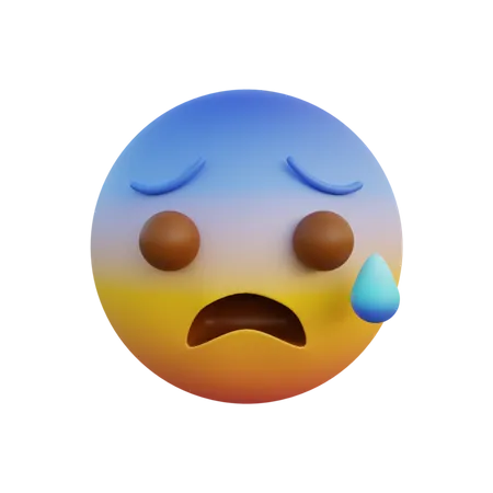 Visage craintif bouche ouverte et sueur froide  3D Emoji