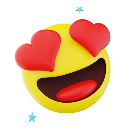 Visage souriant avec coeur  3D Icon