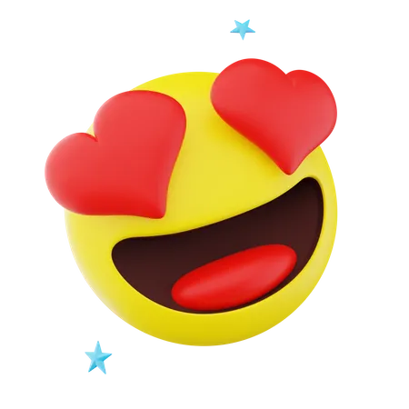Visage souriant avec coeur  3D Icon