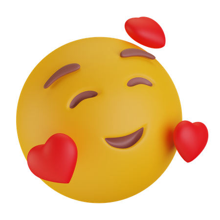 Visage souriant avec des coeurs  3D Emoji