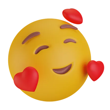 Emoji Visage Souriant Avec Des Coeurs 3D Emoji