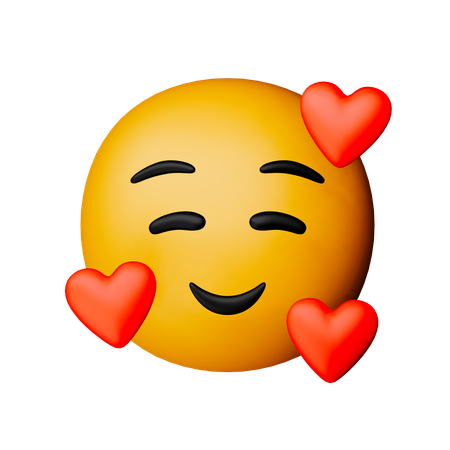 Visage souriant avec des coeurs emoji  3D Icon