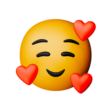 Visage souriant avec des coeurs emoji  3D Icon