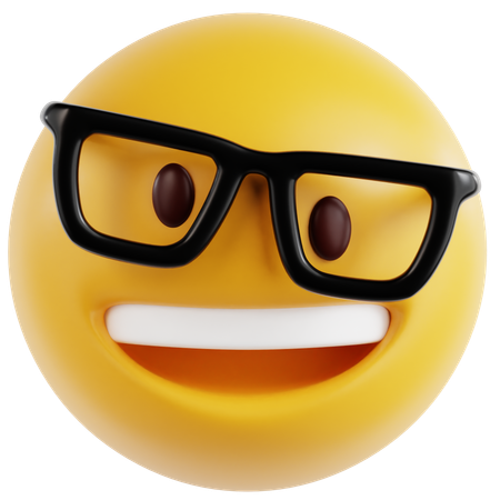 Visage souriant avec des lunettes  3D Icon