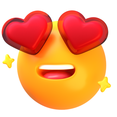 Visage souriant avec des yeux de coeur  3D Icon