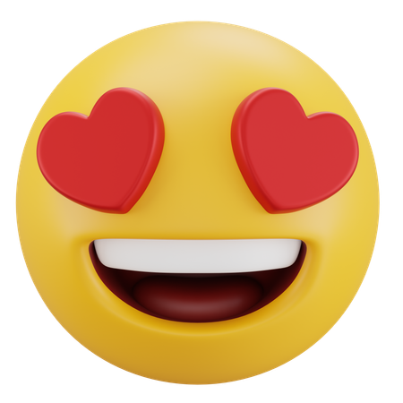 Visage souriant avec des yeux de cœur  3D Icon