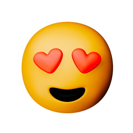 Visage souriant avec des yeux de coeur emoji  3D Icon