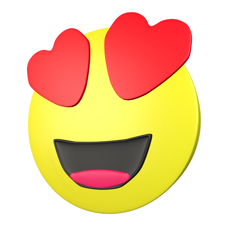 Visage souriant avec des yeux en forme de coeur  3D Icon