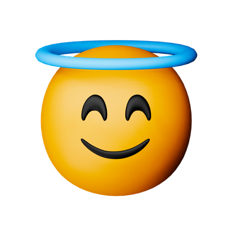 Visage souriant avec halo emoji  3D Icon