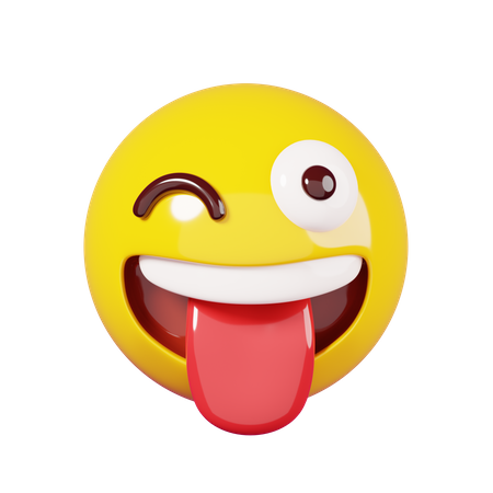 Visage souriant avec la langue coincée Emoji  3D Emoji