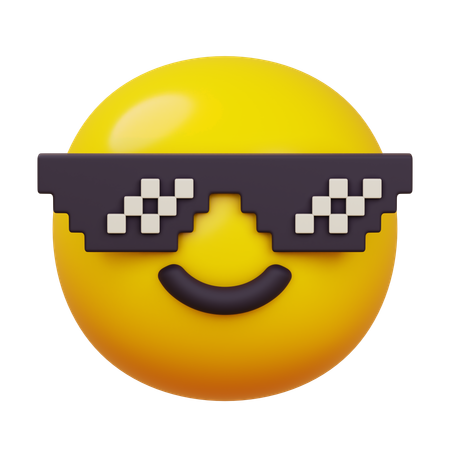 Visage souriant avec des lunettes de soleil  3D Icon