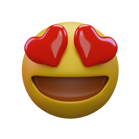 Visage souriant avec des yeux de coeur  3D Icon