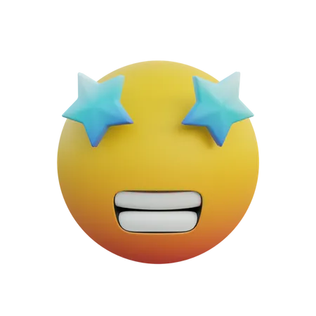 Visage souriant avec des yeux étoilés  3D Emoji